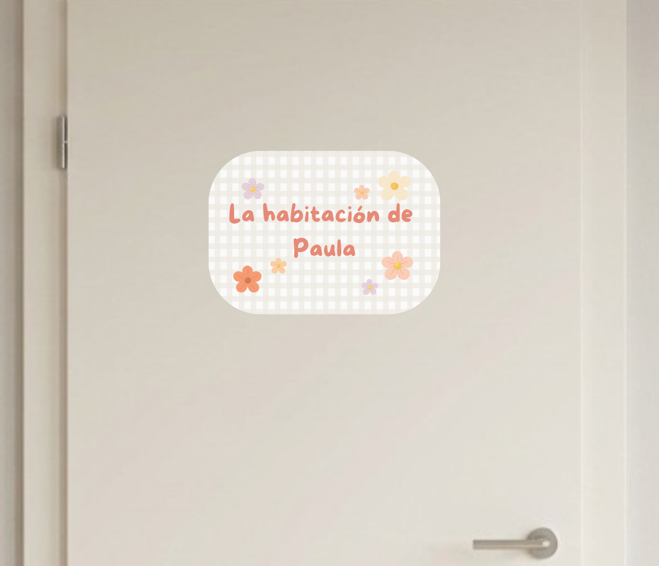 Vinilo puerta vichy y flores